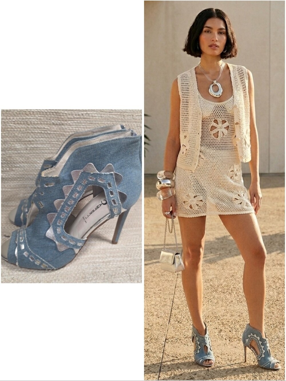 Jeffrey Campbell Denim Cutout Peep Toe Heels NWOB Y2K 8.5
